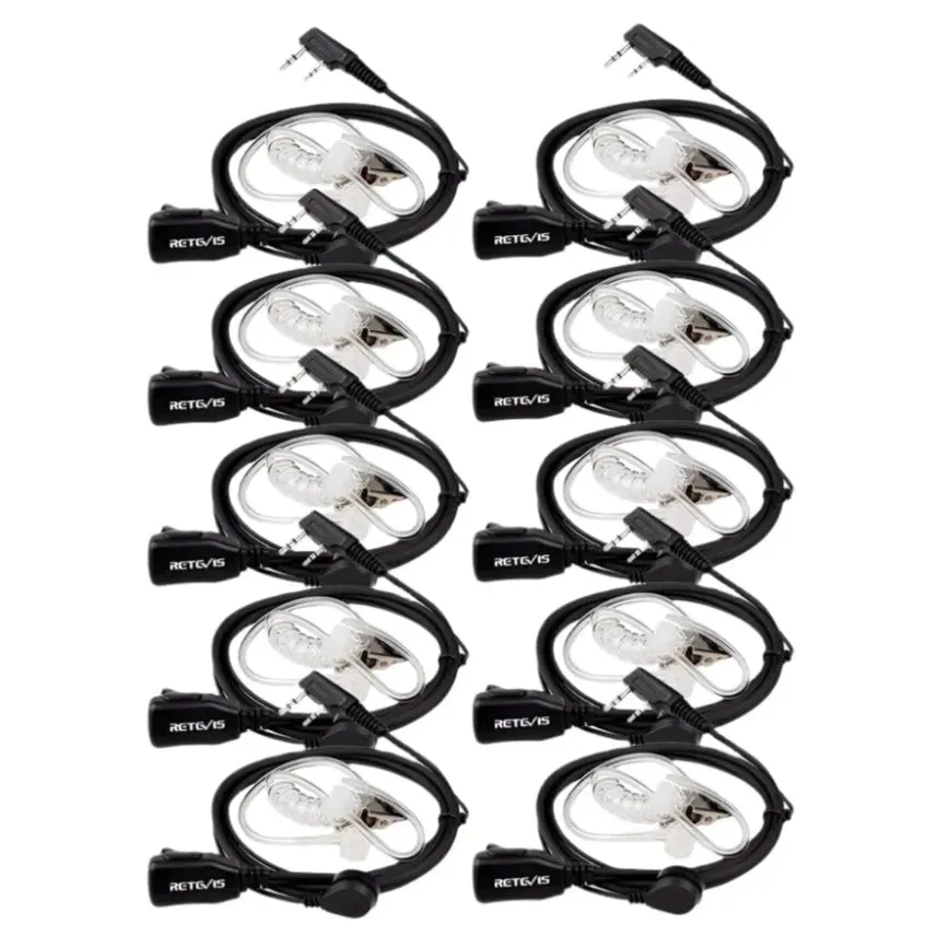 10pcs Retevis Walkie Talkie Earpiece Acoustic Tube Headset Transceiver For Kenwood Baofeng UV 5R UV 82 888S H777 RT622 RB618