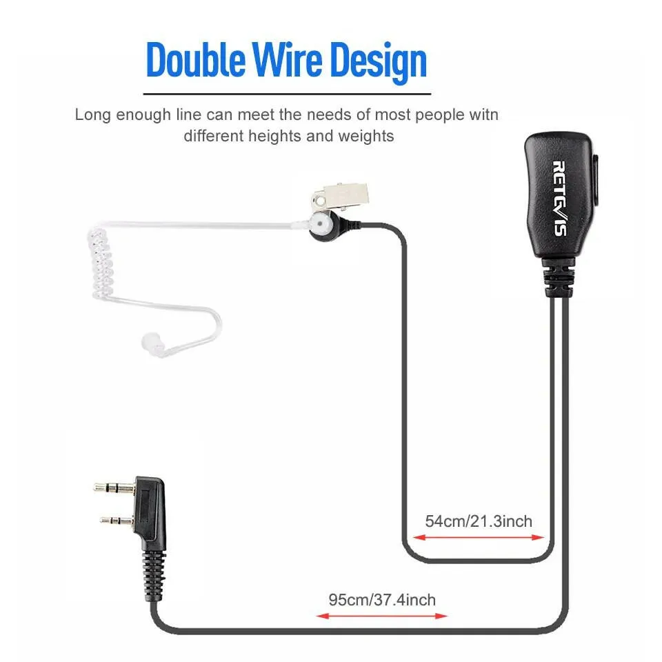 10pcs Retevis Walkie Talkie Earpiece Acoustic Tube Headset Transceiver For Kenwood Baofeng UV 5R UV 82 888S H777 RT622 RB618