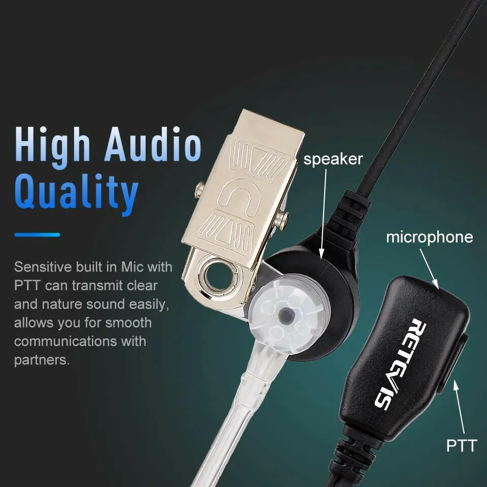 10pcs Retevis Walkie Talkie Earpiece Acoustic Tube Headset Transceiver For Kenwood Baofeng UV 5R UV 82 888S H777 RT622 RB618