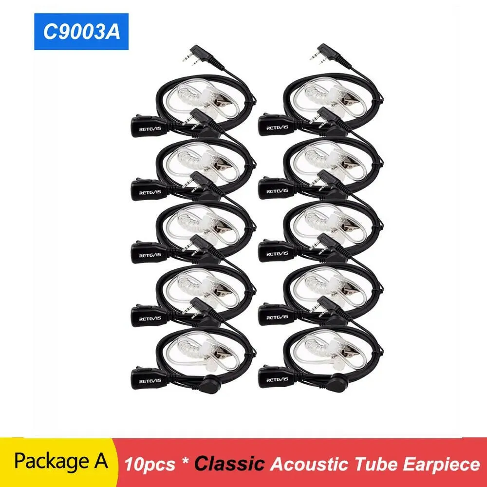 10pcs Retevis Walkie Talkie Earpiece Acoustic Tube Headset Transceiver For Kenwood Baofeng UV 5R UV 82 888S H777 RT622 RB618