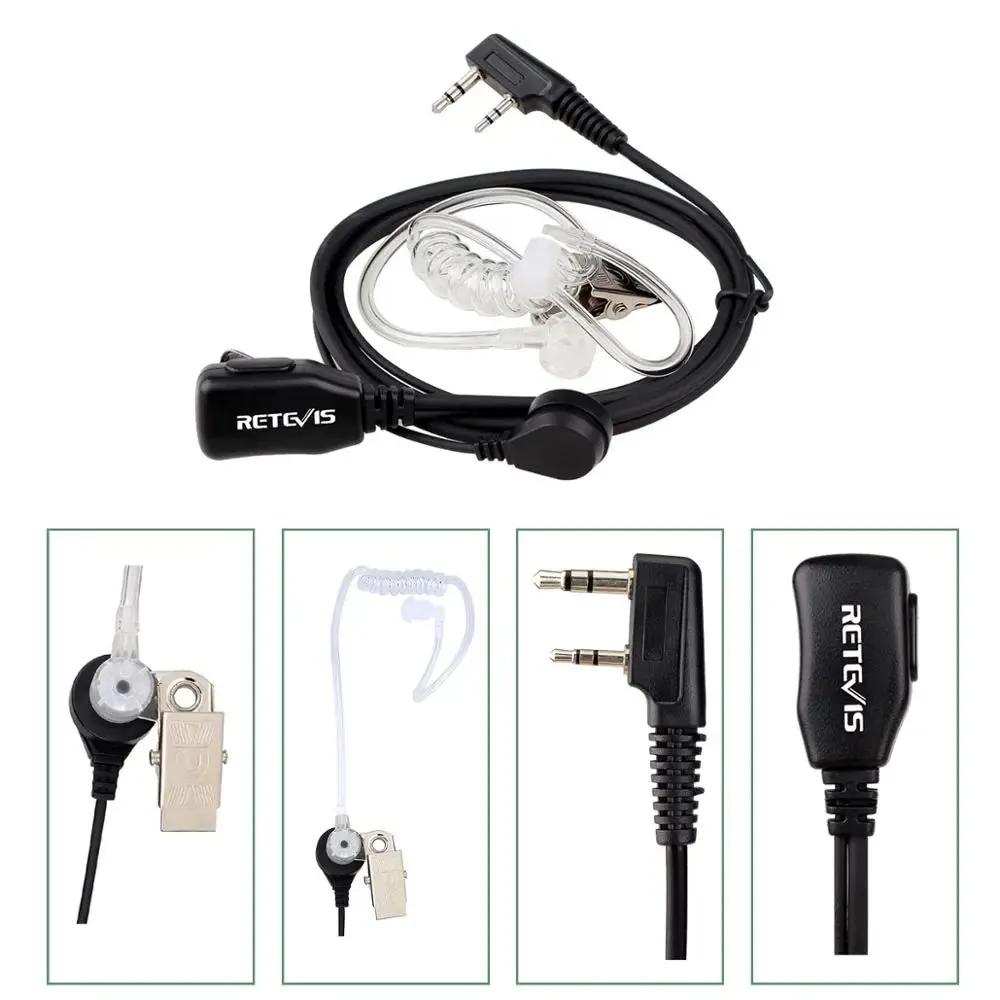10pcs Retevis Walkie Talkie Earpiece Acoustic Tube Headset Transceiver For Kenwood Baofeng UV 5R UV 82 888S H777 RT622 RB618