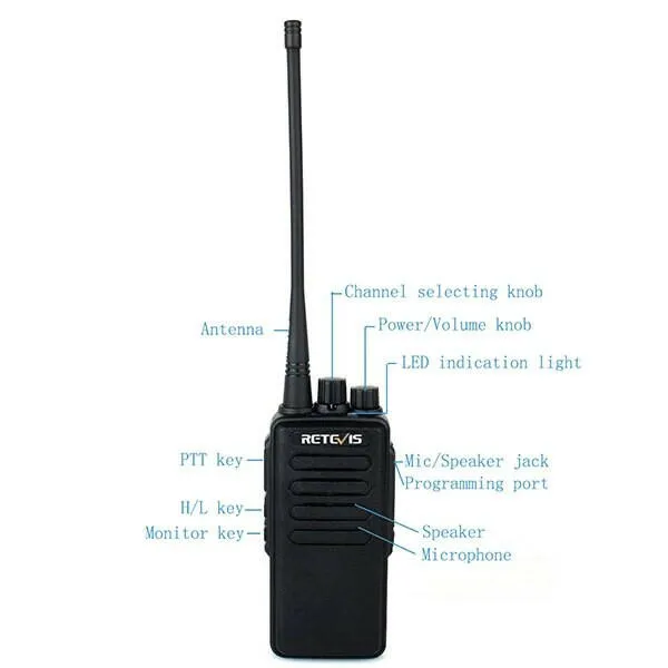 10W High Power Walkie Talkie 2pcs Retevis RT1 3000mAh Two Way Radio UHF Long Range Walkie-Talkie For Factory Warehouse Farm
