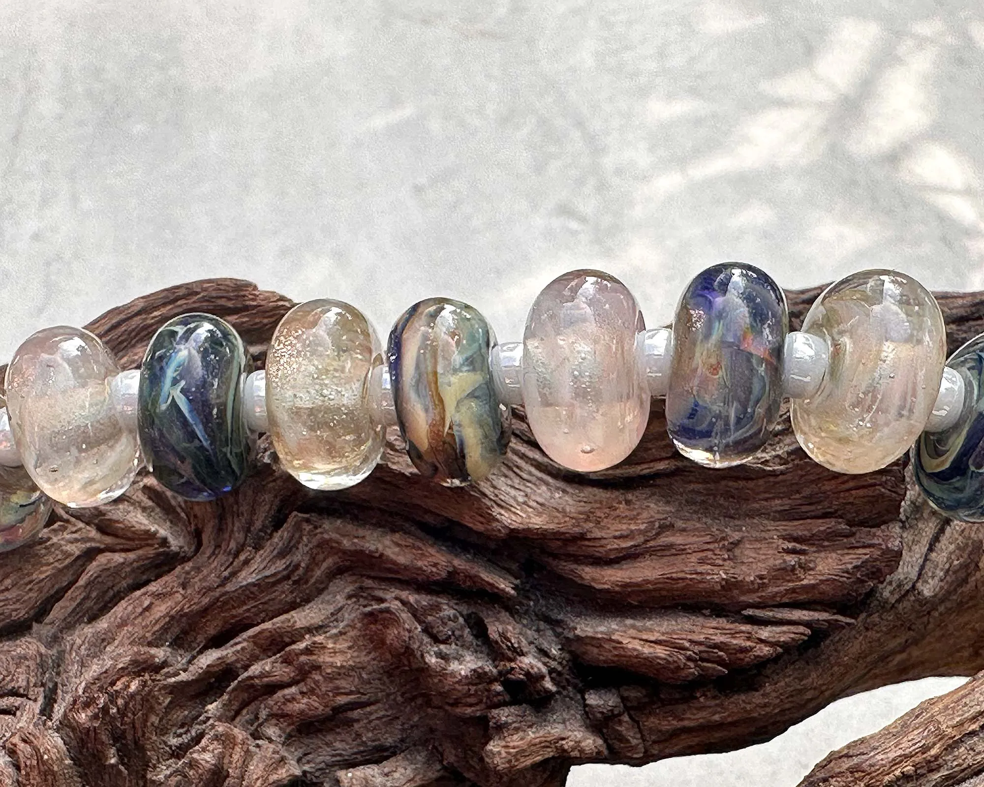 15 Sea & Sand Blue Lampwork Beads Set SRA