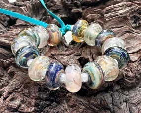 15 Sea & Sand Blue Lampwork Beads Set SRA