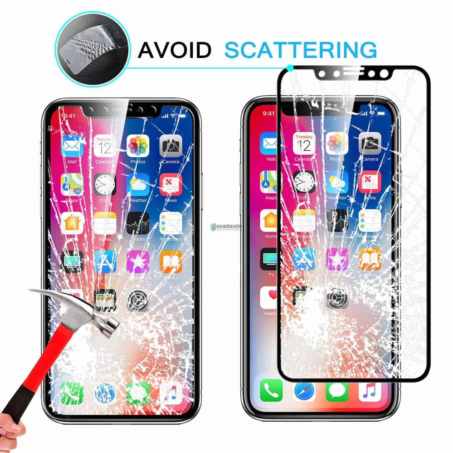 2 Pack iPhone X Screen Protector Tempered Glass Black