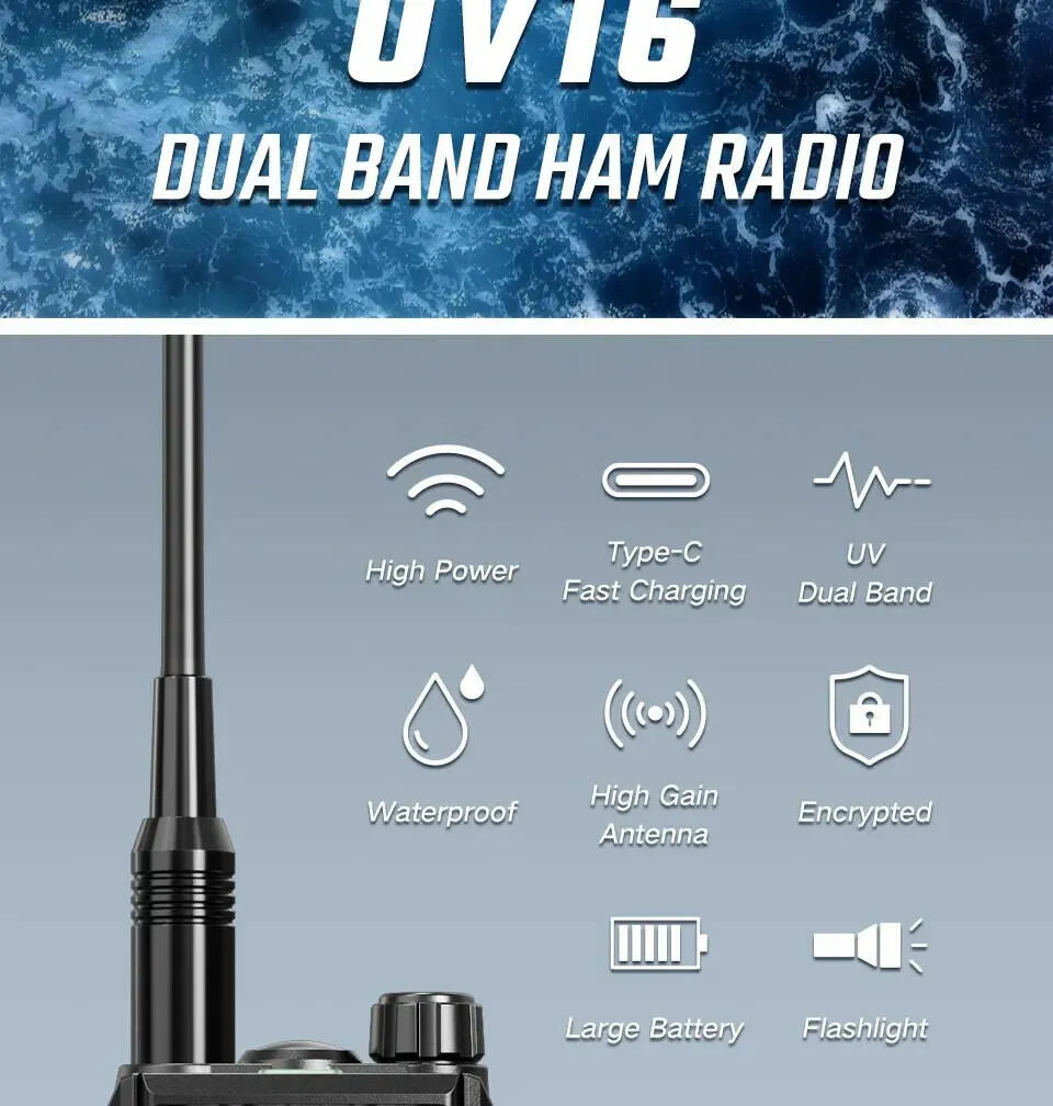 2023 Baofeng UV-16 MAX V2 Professional 10W Upgraded Of UV-5R UV-10R Walkie Talkie IP68 Waterproof Long Range Dual Band Ham Radio