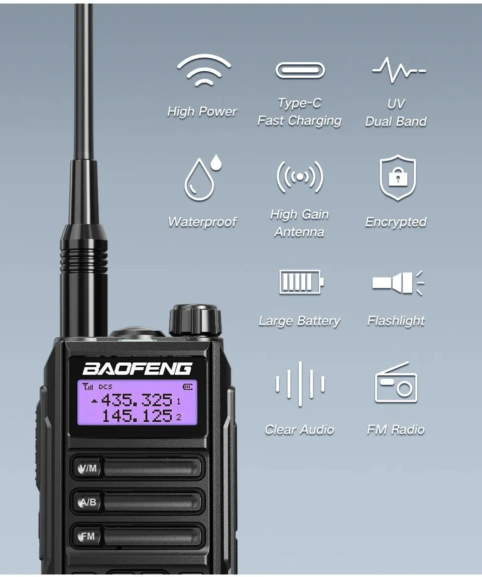 2023 Baofeng UV-16 PRO V2 Professional 10W Upgraded Of UV-5R UV-10R Walkie Talkie IP68 Waterproof Long Range Dual Band Ham Radio