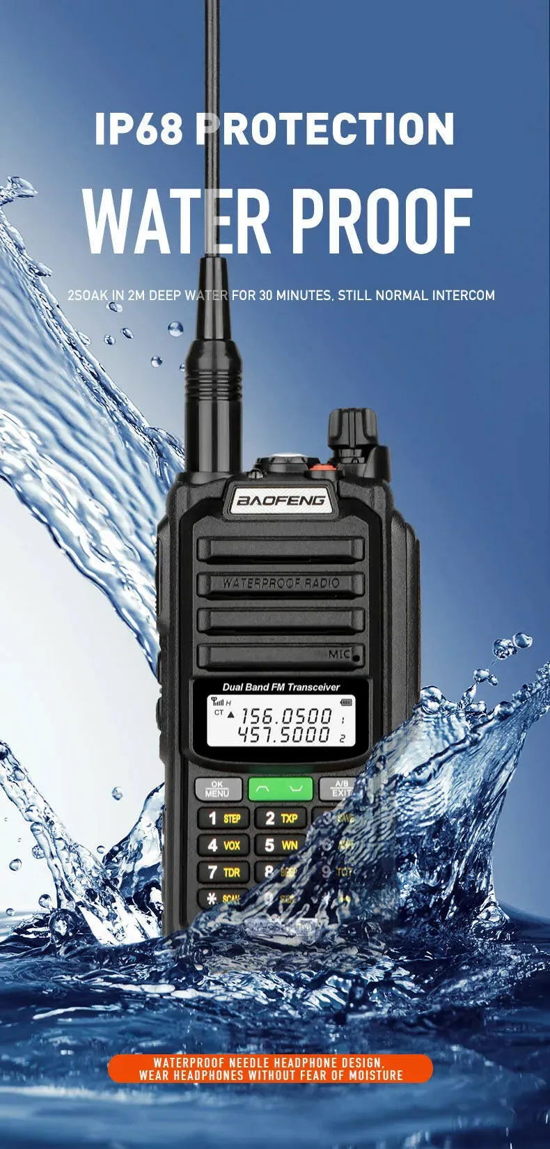 2023 Baofeng UV-S22 Pro Walkie Talkie Waterproof IP68 Type-c Charger Powerful UHF VHF Long Range Ham CB Radio Upgrade UV-9R Plus