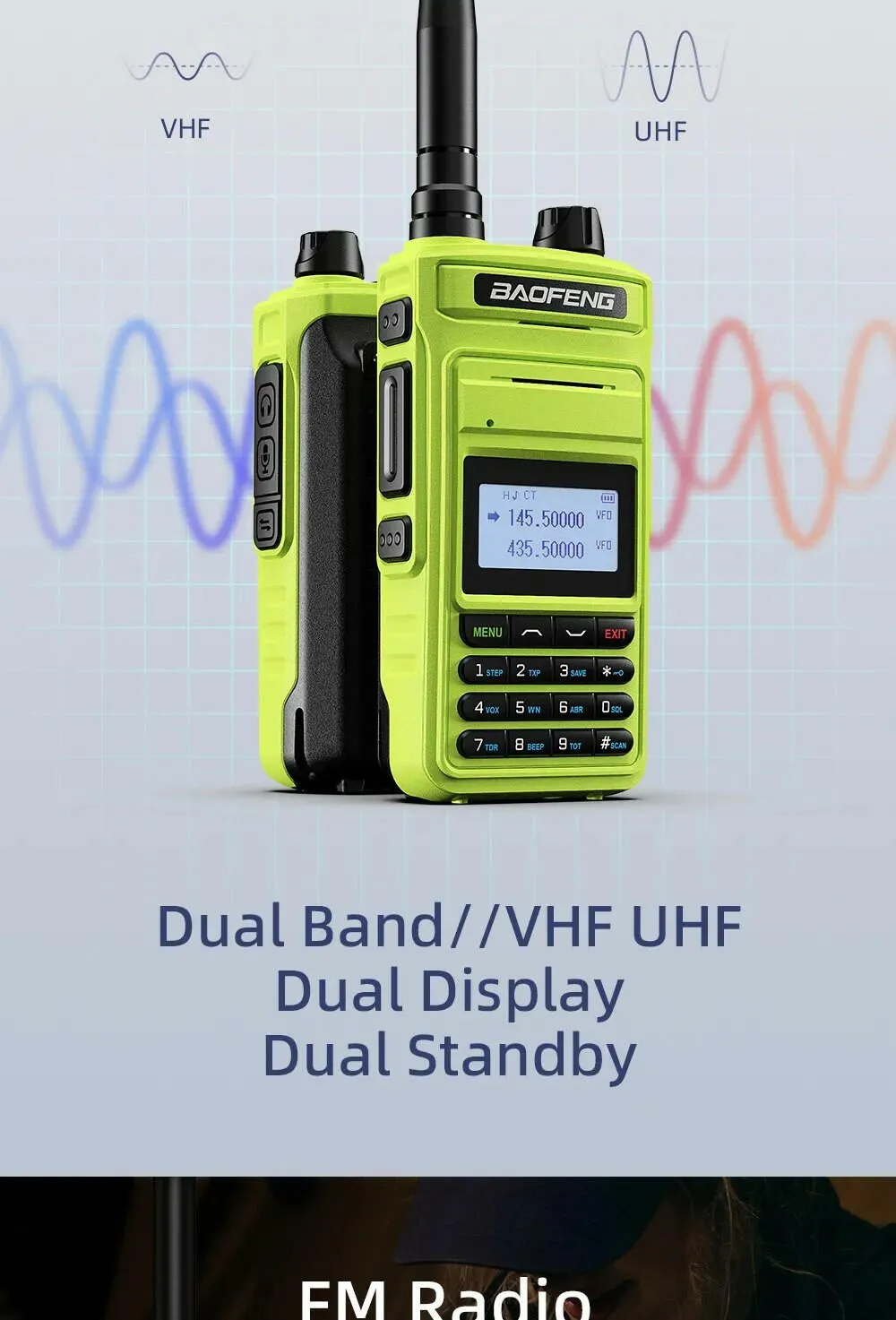 2023 Baofeng UV15 Pro Max True 10W Long Range FM Walkie Talkie 999 Channel Dual Band CB Ham Radio Type-C Charger Two Way Radio