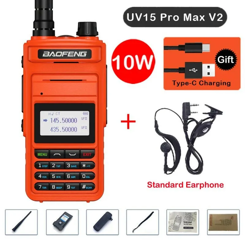 2023 Baofeng UV15 Pro Max True 10W Long Range FM Walkie Talkie 999 Channel Dual Band CB Ham Radio Type-C Charger Two Way Radio
