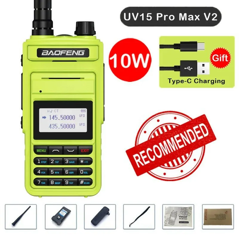 2023 Baofeng UV15 Pro Max True 10W Long Range FM Walkie Talkie 999 Channel Dual Band CB Ham Radio Type-C Charger Two Way Radio