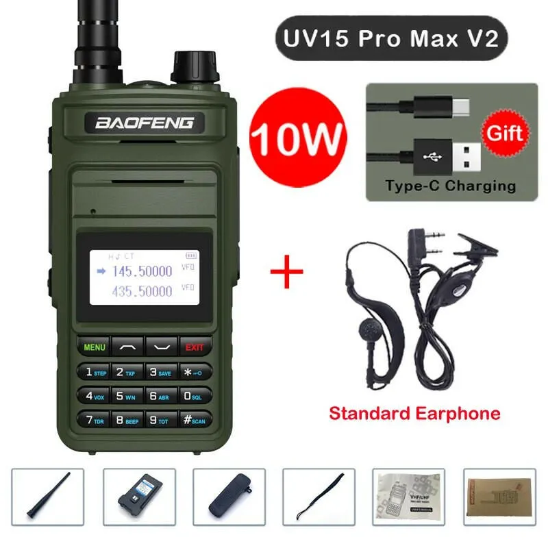 2023 Baofeng UV15 Pro Max True 10W Long Range FM Walkie Talkie 999 Channel Dual Band CB Ham Radio Type-C Charger Two Way Radio