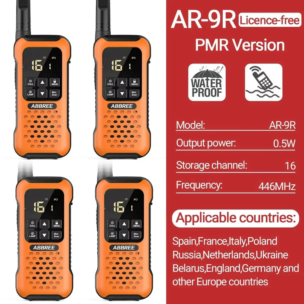 2/4 PCS AR-9R PMR Walkie Talkie IP67 Waterproof Floating NOAA Long Range Rechargeable Ham Two Way Radio for Fishing Kayaking