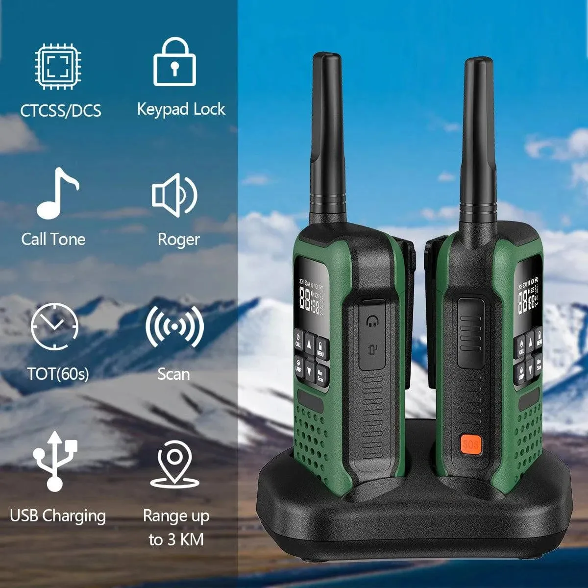2/4 PCS AR-9R PMR Walkie Talkie IP67 Waterproof Floating NOAA Long Range Rechargeable Ham Two Way Radio for Fishing Kayaking
