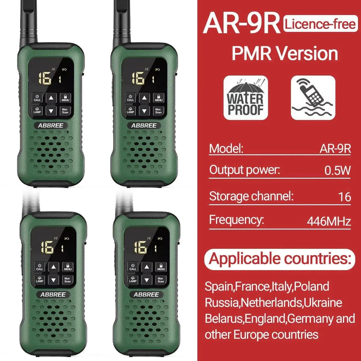 2/4 PCS AR-9R PMR Walkie Talkie IP67 Waterproof Floating NOAA Long Range Rechargeable Ham Two Way Radio for Fishing Kayaking