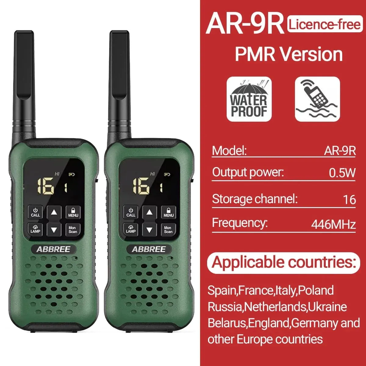 2/4 PCS AR-9R PMR Walkie Talkie IP67 Waterproof Floating NOAA Long Range Rechargeable Ham Two Way Radio for Fishing Kayaking