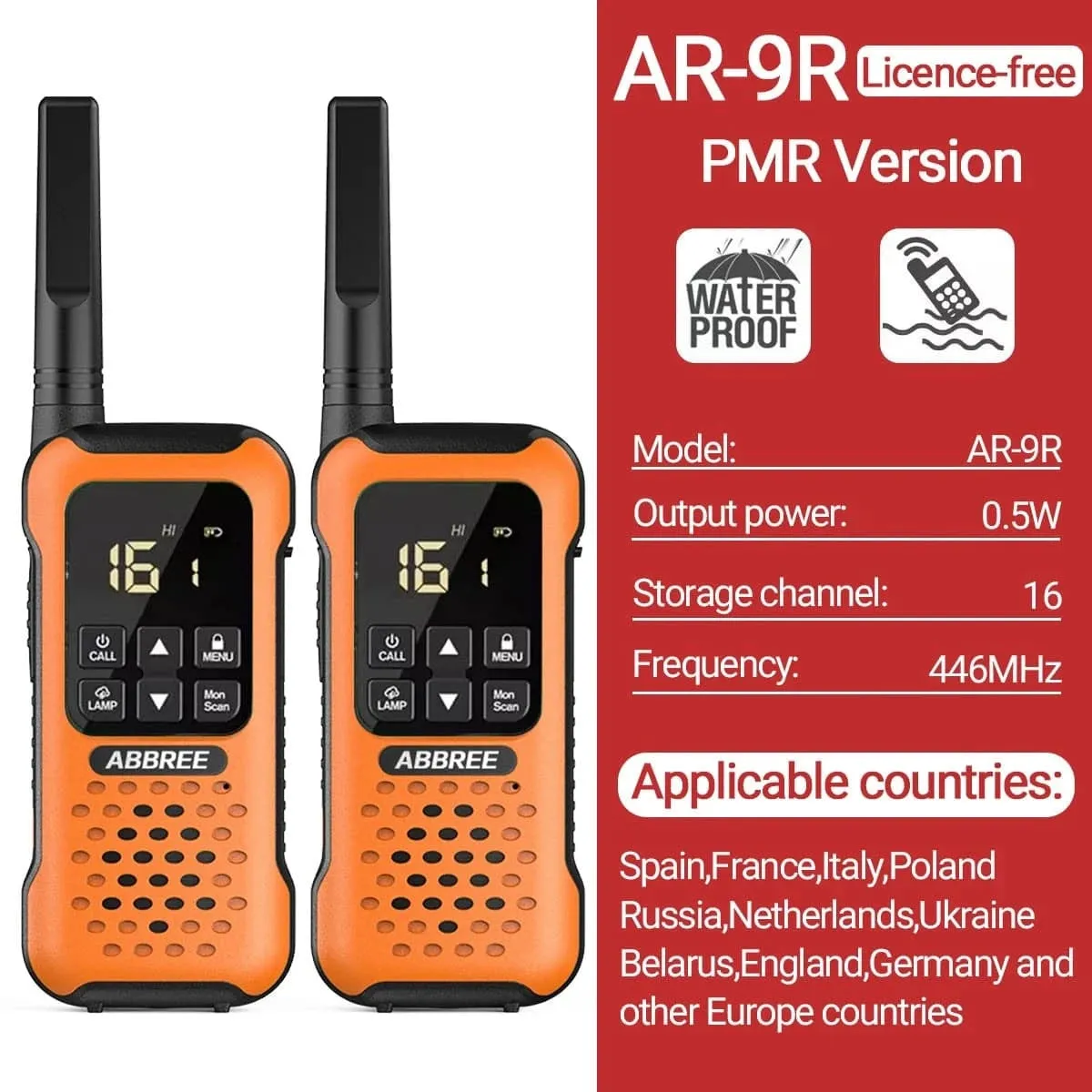 2/4 PCS AR-9R PMR Walkie Talkie IP67 Waterproof Floating NOAA Long Range Rechargeable Ham Two Way Radio for Fishing Kayaking