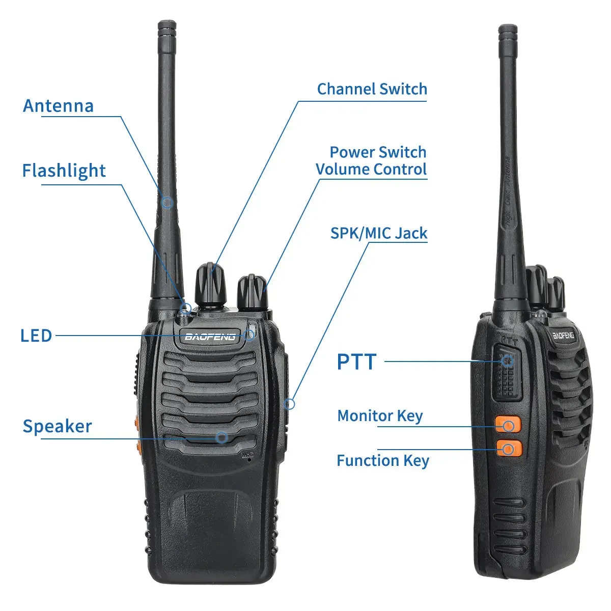 2/4PCS Baofeng BF-888S V2 Walkie Talkie Dual Band Portable Long Range Standby UHF 400-470MHz USB Ham Two Way Radio for Hunting