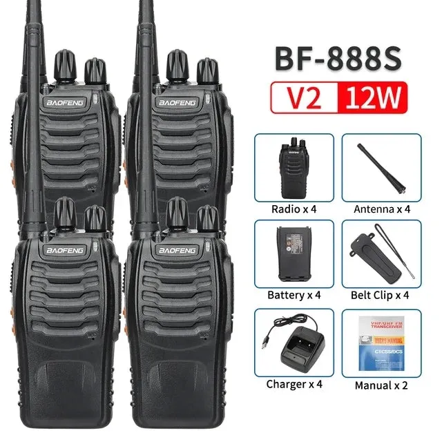 2/4PCS Baofeng BF-888S V2 Walkie Talkie Dual Band Portable Long Range Standby UHF 400-470MHz USB Ham Two Way Radio for Hunting