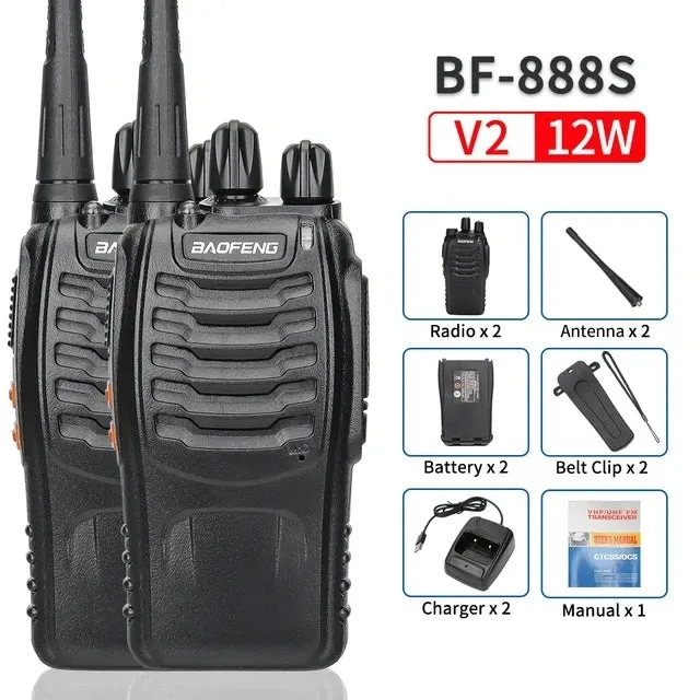 2/4PCS Baofeng BF-888S V2 Walkie Talkie Dual Band Portable Long Range Standby UHF 400-470MHz USB Ham Two Way Radio for Hunting