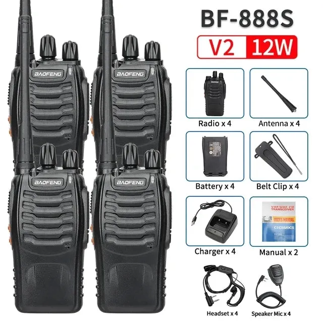 2/4PCS Baofeng BF-888S V2 Walkie Talkie Dual Band Portable Long Range Standby UHF 400-470MHz USB Ham Two Way Radio for Hunting