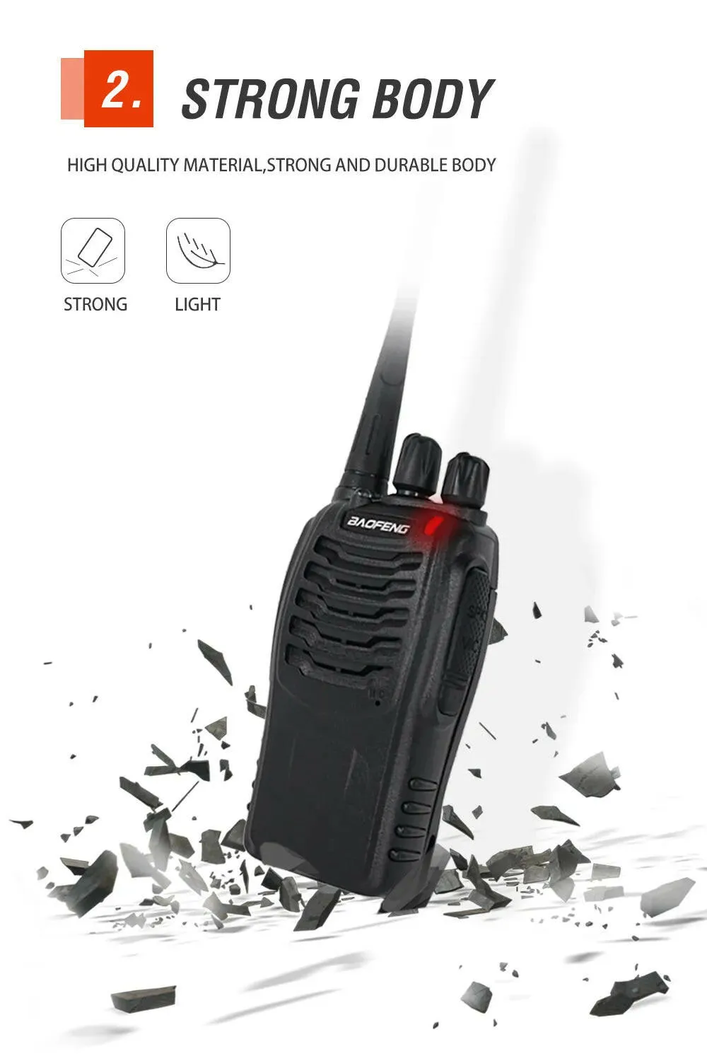 2pcs Baofeng BF-888S Walkie Talkie 5W 16 Chs 400-470MHz UHF FM Transceiver 6m Two Way Radio Comunicador For Outdoor Hiking