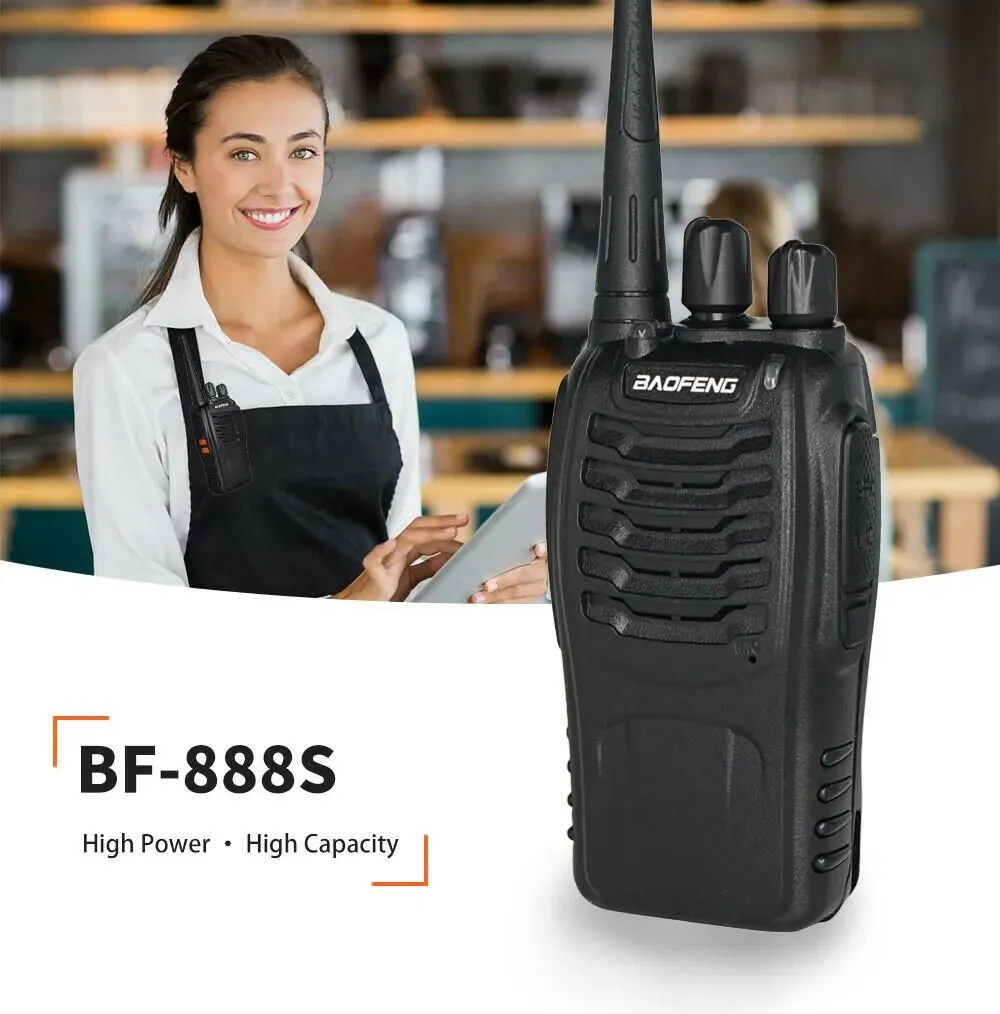 2pcs Baofeng BF-888S Walkie Talkie 5W 16 Chs 400-470MHz UHF FM Transceiver 6m Two Way Radio Comunicador For Outdoor Hiking