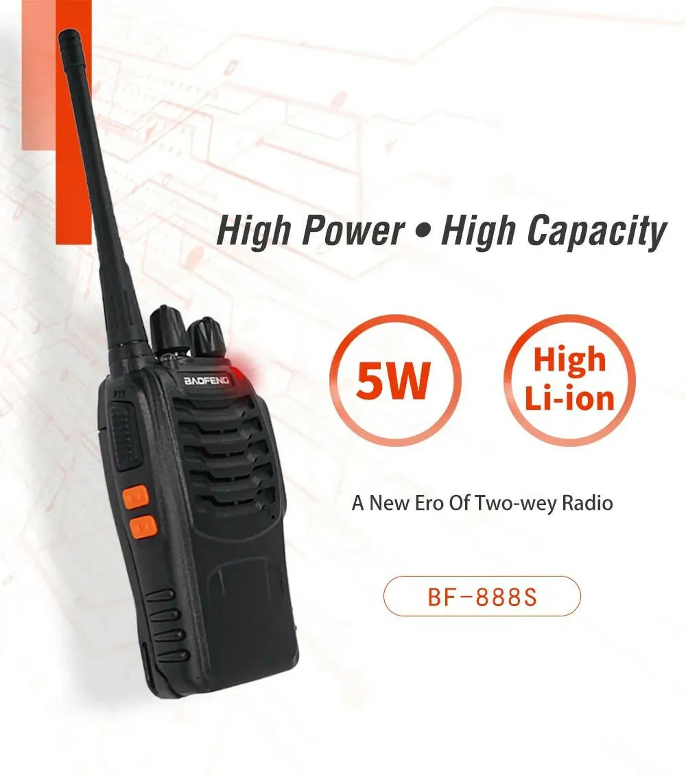 2pcs Baofeng BF-888S Walkie Talkie 5W 16 Chs 400-470MHz UHF FM Transceiver 6m Two Way Radio Comunicador For Outdoor Hiking