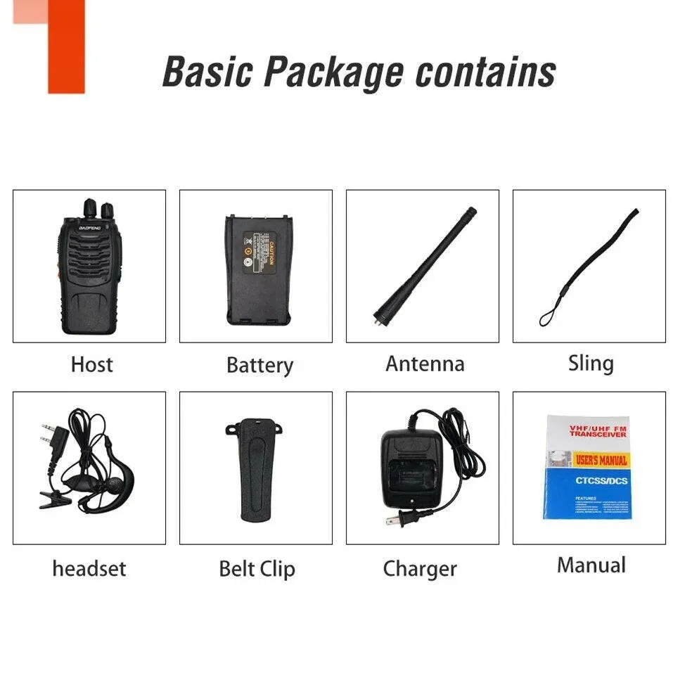 2pcs Baofeng BF-888S Walkie Talkie 5W 16 Chs 400-470MHz UHF FM Transceiver 6m Two Way Radio Comunicador For Outdoor Hiking