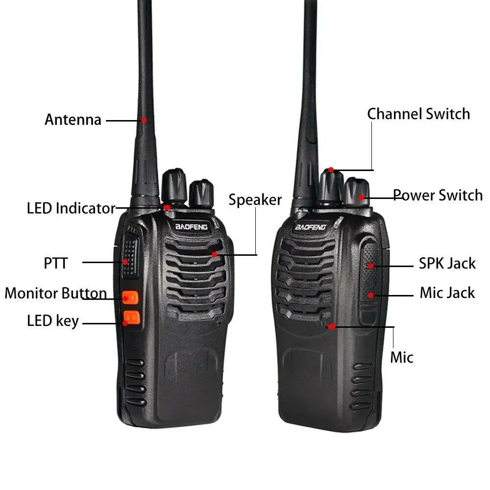 2pcs Baofeng BF-888S Walkie Talkie 5W 16 Chs 400-470MHz UHF FM Transceiver 6m Two Way Radio Comunicador For Outdoor Hiking
