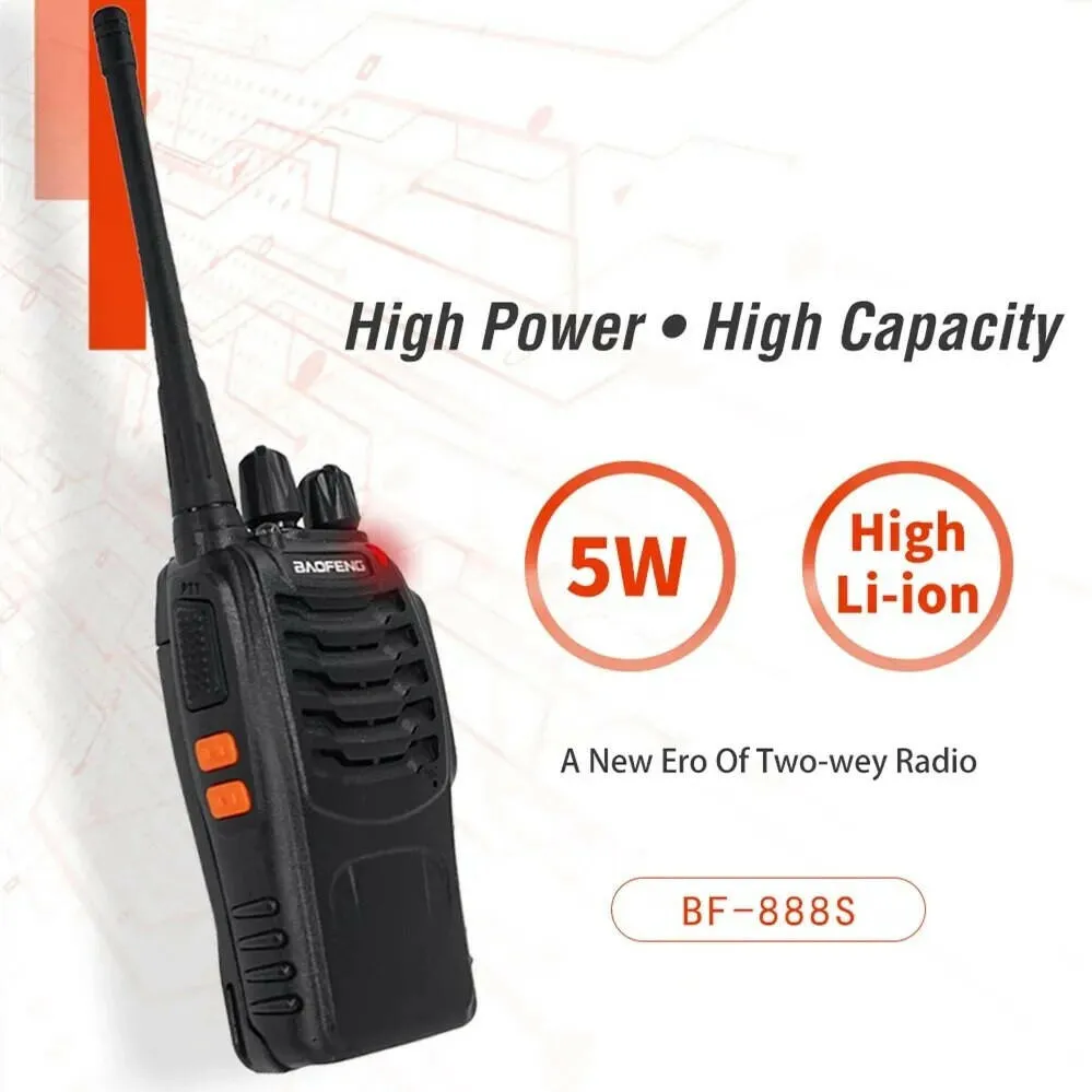 2pcs Baofeng BF-888S Walkie Talkie 5W 16 Chs 400-470MHz UHF FM Transceiver 6m Two Way Radio Comunicador For Outdoor Hiking
