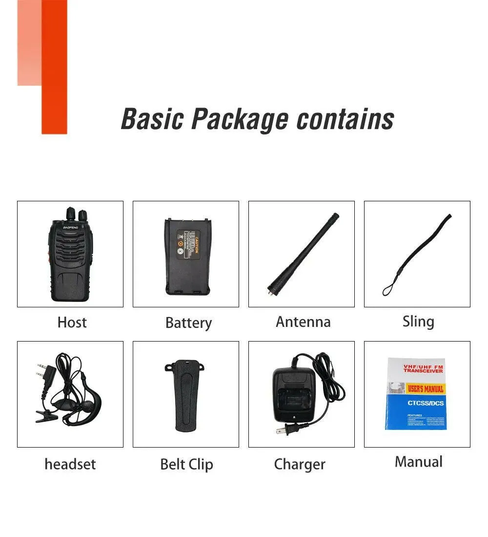 2pcs Baofeng BF-888S Walkie Talkie 5W 16 Chs 400-470MHz UHF FM Transceiver 6m Two Way Radio Comunicador For Outdoor Hiking