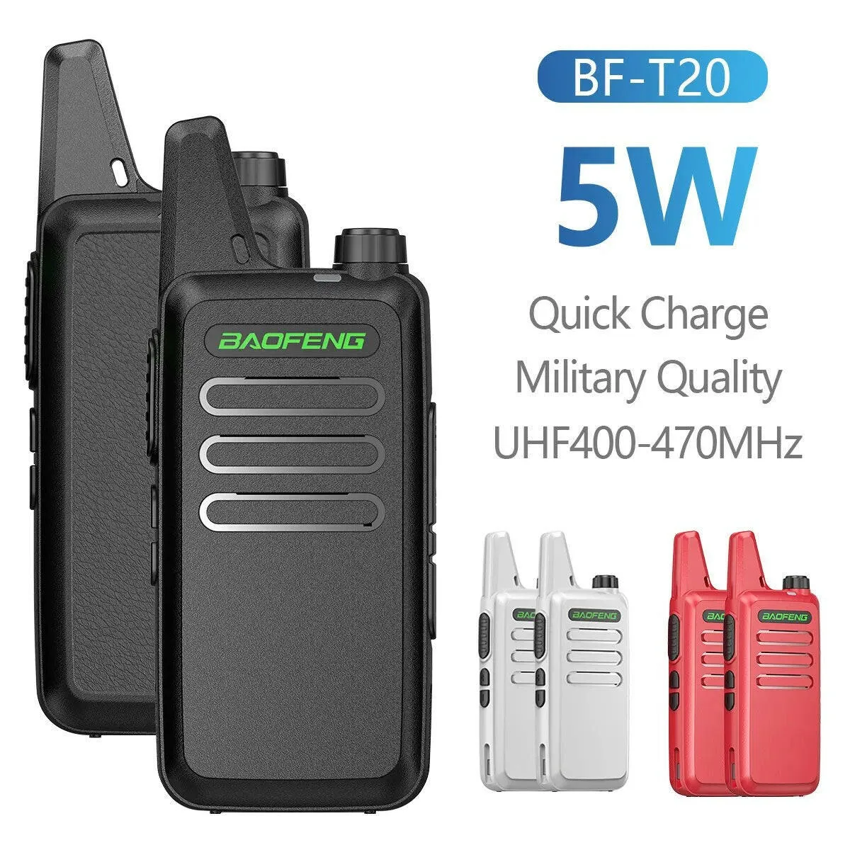 2PCS Baofeng BF-T20 5W Portable Mini Walkie Talkie VOX Charging USB For BF-C9 BF-888S KD-C1 Two Way Radio  Hotel Hunting