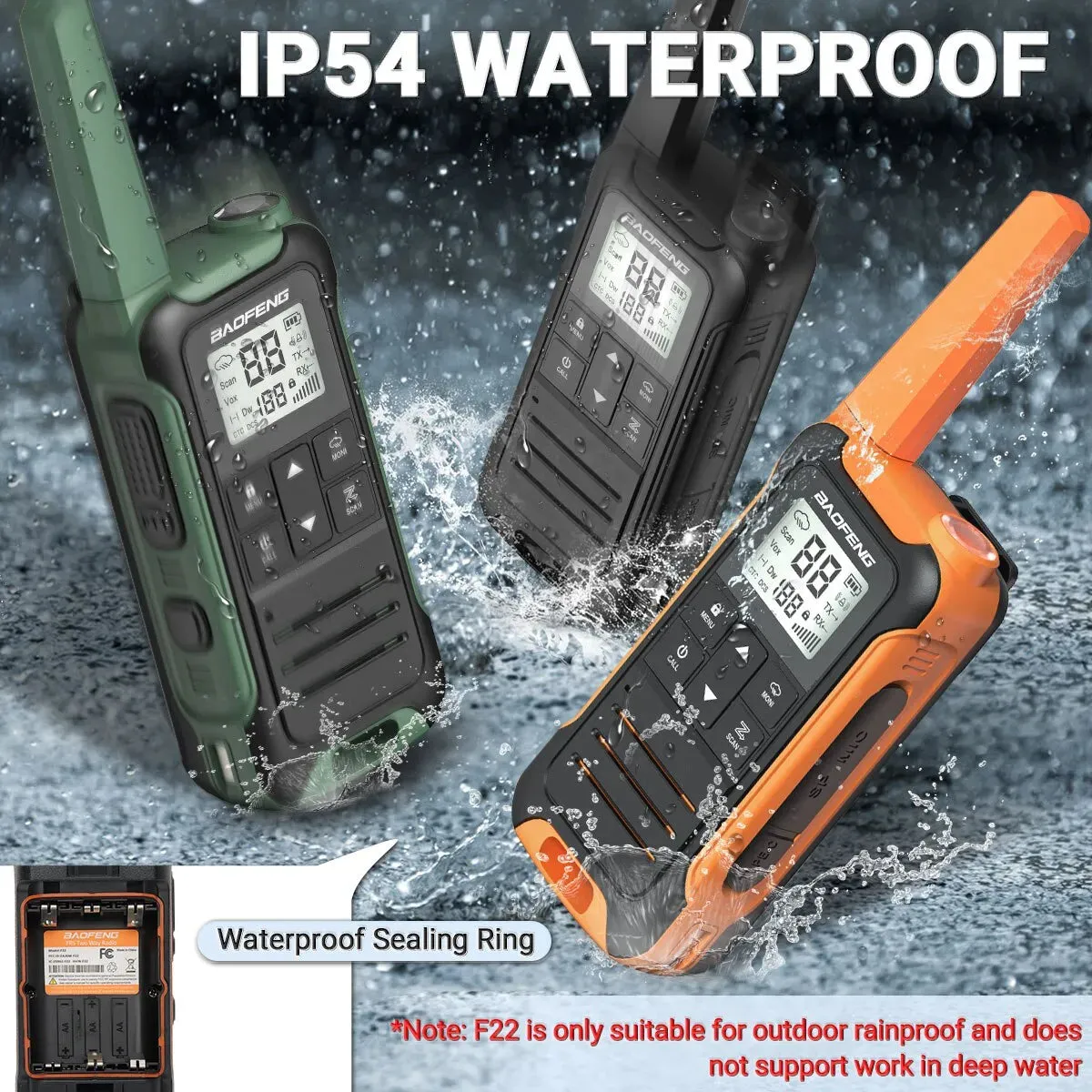 2pcs Baofeng F22 Mini Walkie Talkie PMR446 FRS Long Range Portable Two-way Radio LCD Display Type-C Charger for Hunting