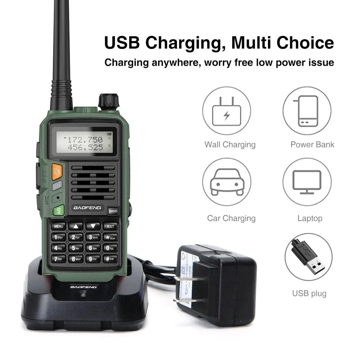 2PCS BaoFeng UV-S9 PLUS Waterproof Walkie Talkie 10W Powerful CB Radio Long Range Portable Two Way Radio set for hunting travel