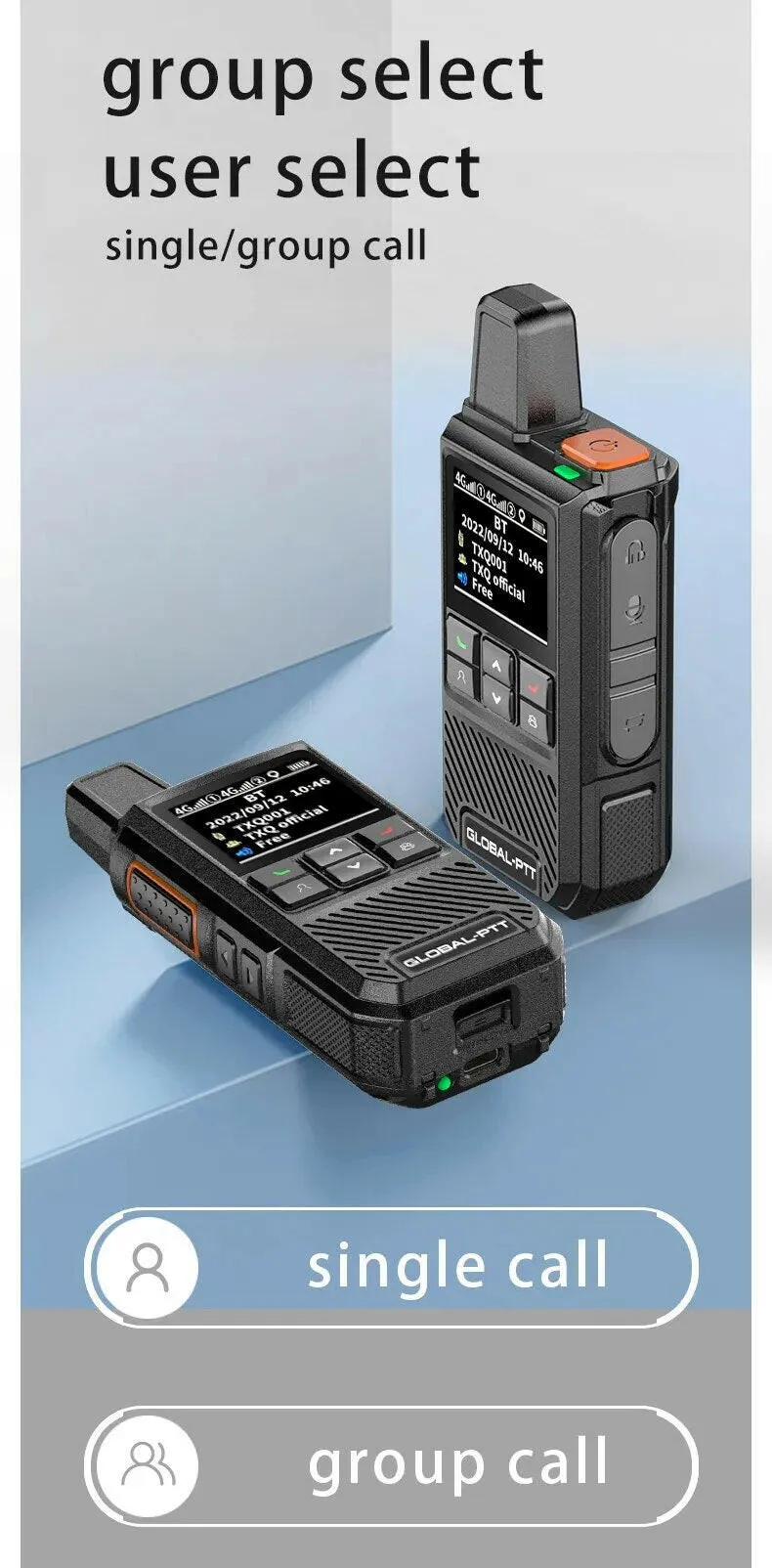 2PCS global-ptt global walkie talkie Wurui G1 POC radio commutator radios long range profesional Two-way radio internet police
