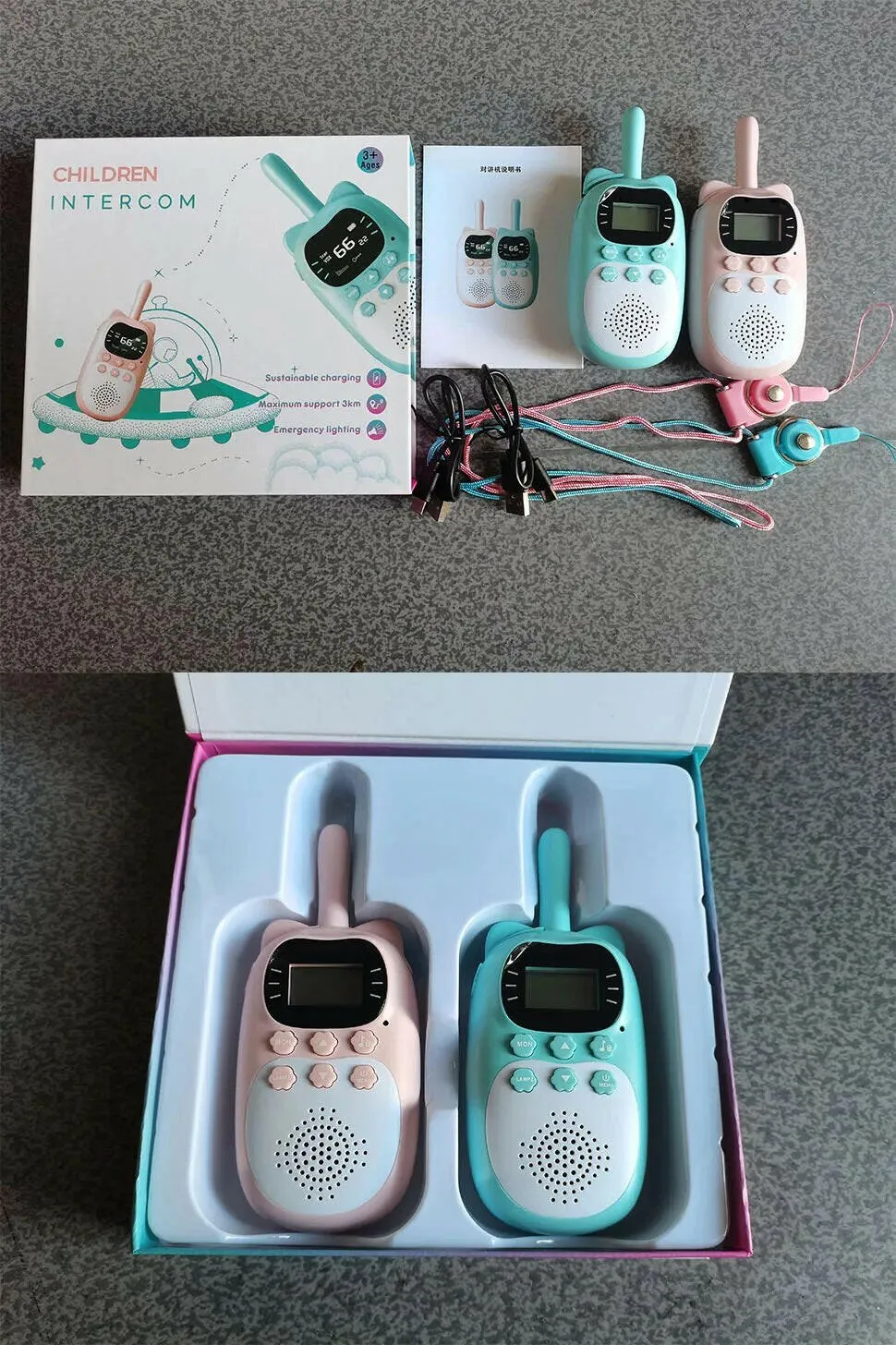 2PCS Kids Walkie Talkie  Electronic Toys Children Spy Gadgets Baby Radio Phone 3km Range Christmas Birthday Gift For Boys Girls