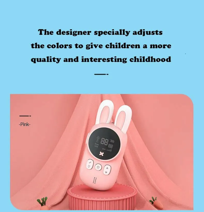 2PCS Kids Walkie Talkie Mini Phone Call Children Cartoon Talkie Walkie Toys 3KM Range UHF Radio Interphone Boys Girls Gifts