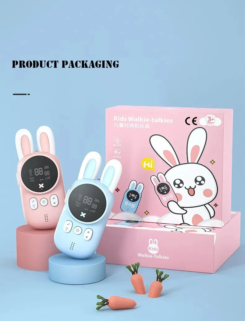 2PCS Kids Walkie Talkie Mini Phone Call Children Cartoon Talkie Walkie Toys 3KM Range UHF Radio Interphone Boys Girls Gifts