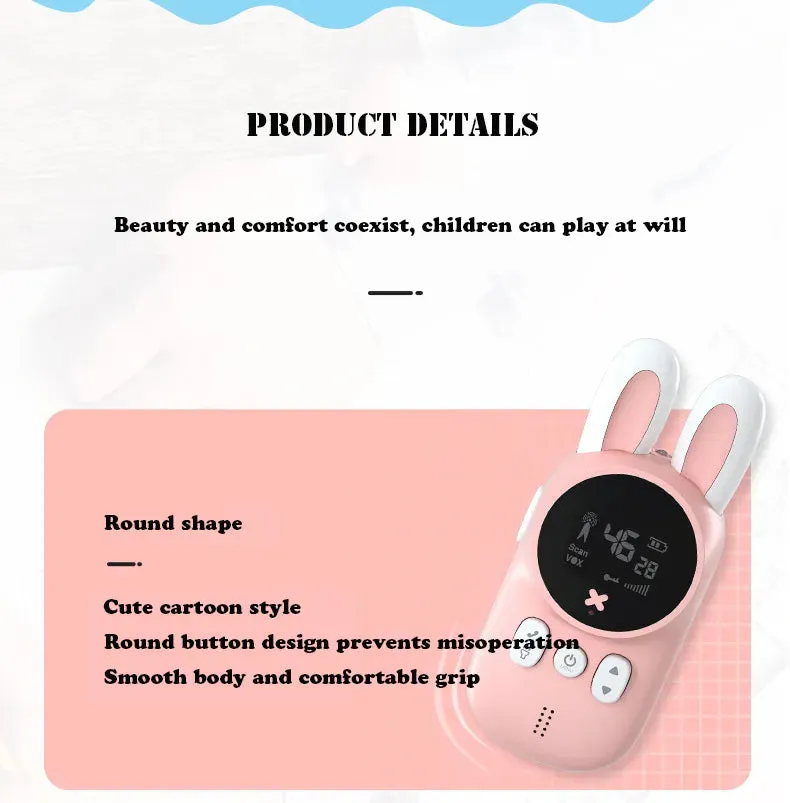 2PCS Kids Walkie Talkie Mini Phone Call Children Cartoon Talkie Walkie Toys 3KM Range UHF Radio Interphone Boys Girls Gifts