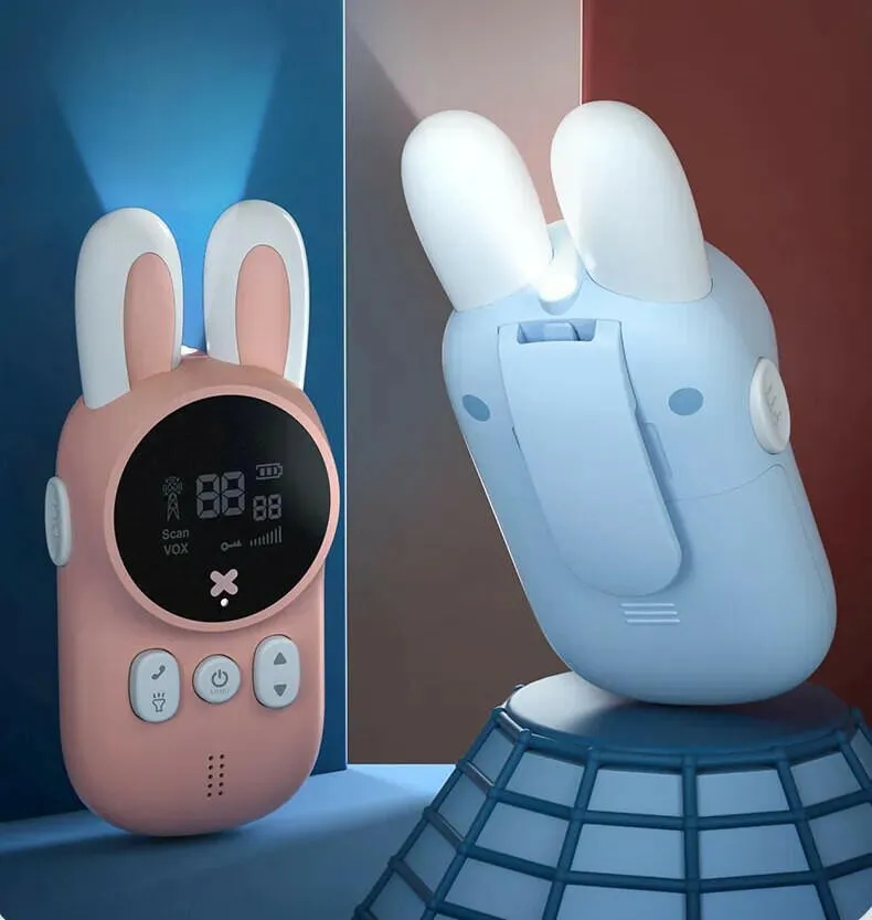 2PCS Kids Walkie Talkie Mini Phone Call Children Cartoon Talkie Walkie Toys 3KM Range UHF Radio Interphone Boys Girls Gifts