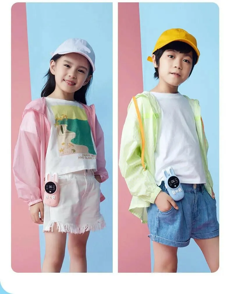 2PCS Kids Walkie Talkie Mini Phone Call Children Cartoon Talkie Walkie Toys 3KM Range UHF Radio Interphone Boys Girls Gifts
