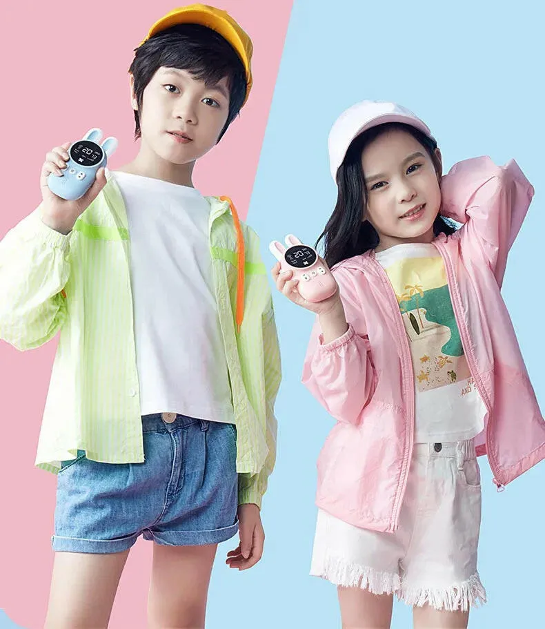 2PCS Kids Walkie Talkie Mini Phone Call Children Cartoon Talkie Walkie Toys 3KM Range UHF Radio Interphone Boys Girls Gifts