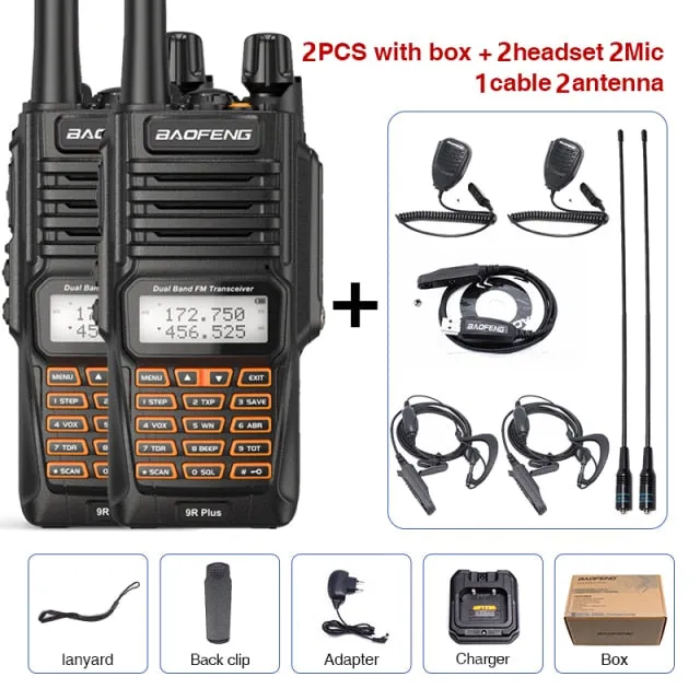 2PCS Walkie Talkies Waterproof Baofeng UV-9R PLUS 10W Portable CB Ham Radio Transceiver VHF UHF  2 Way Radio uv9r plus Hunt 10KM