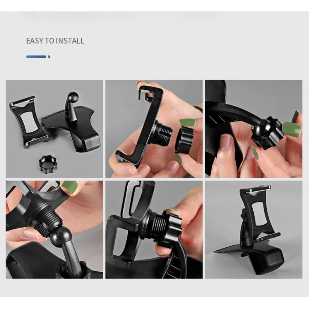 3 in 1 Car GPS Smartphone Holder: Dashboard / Visor Clamp   AC Grid Clip for Emporia Talk V20 - Black
