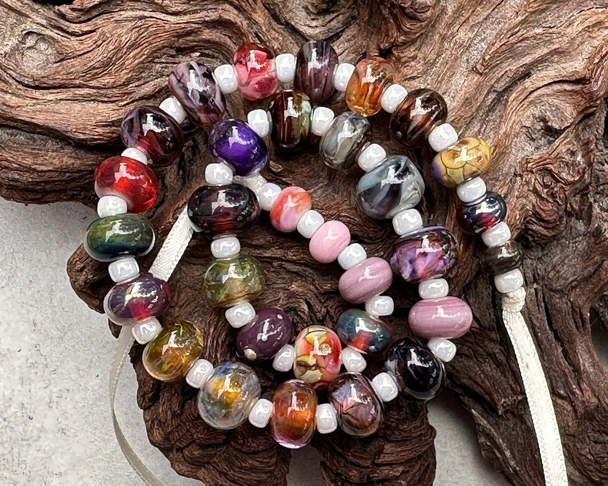 31 Mini Brown Orphan Mix Lampwork Beads Set SRA