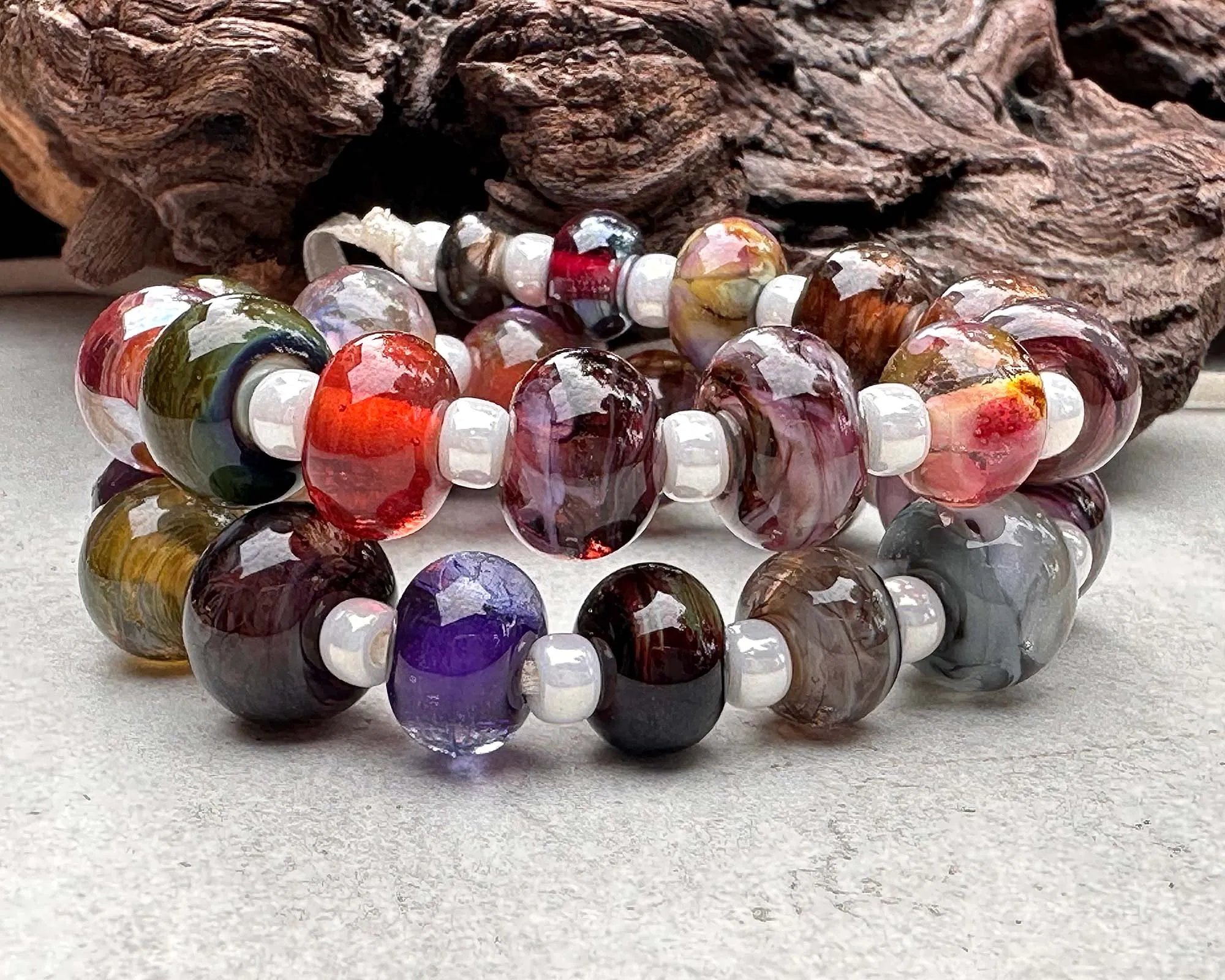 31 Mini Brown Orphan Mix Lampwork Beads Set SRA