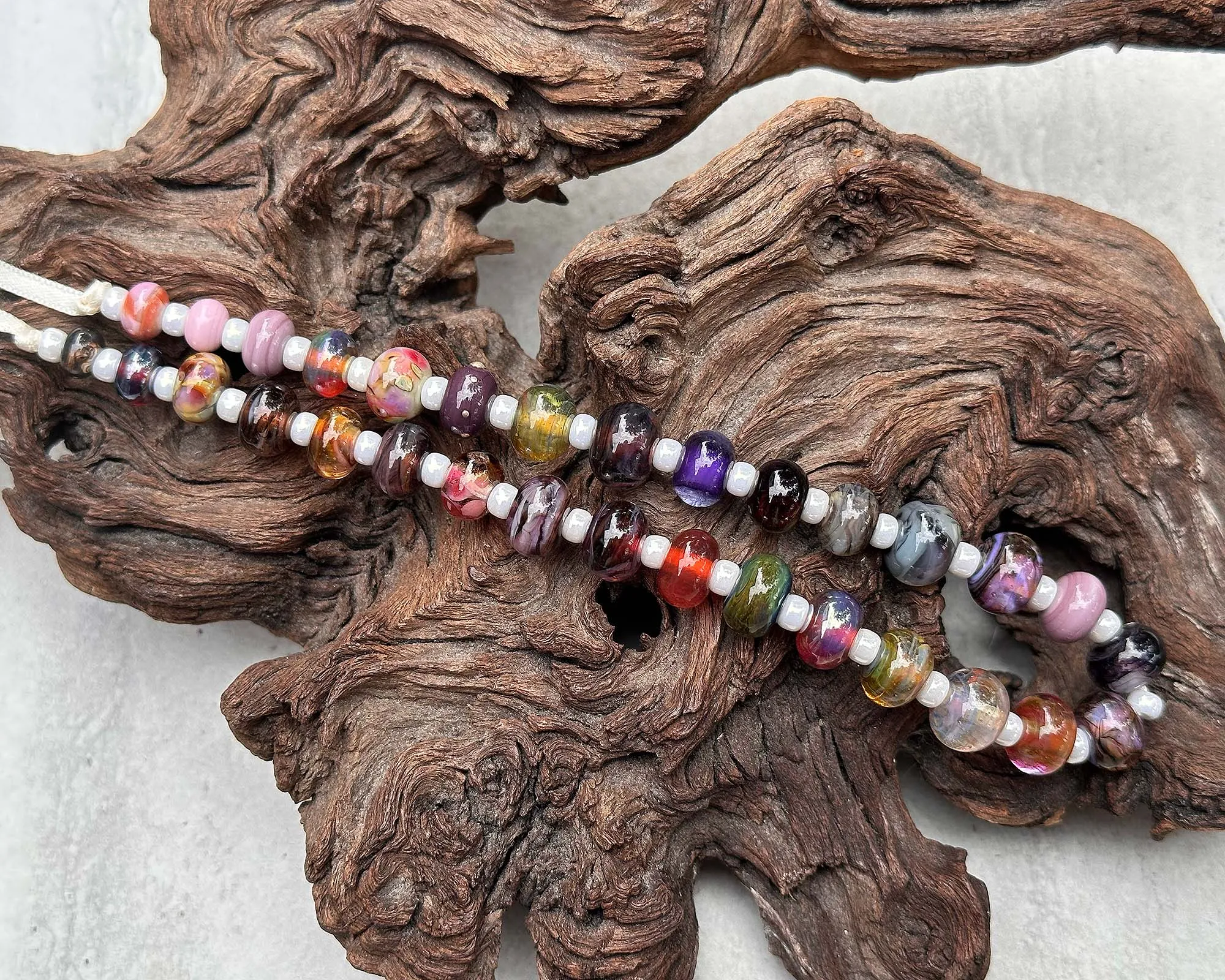 31 Mini Brown Orphan Mix Lampwork Beads Set SRA
