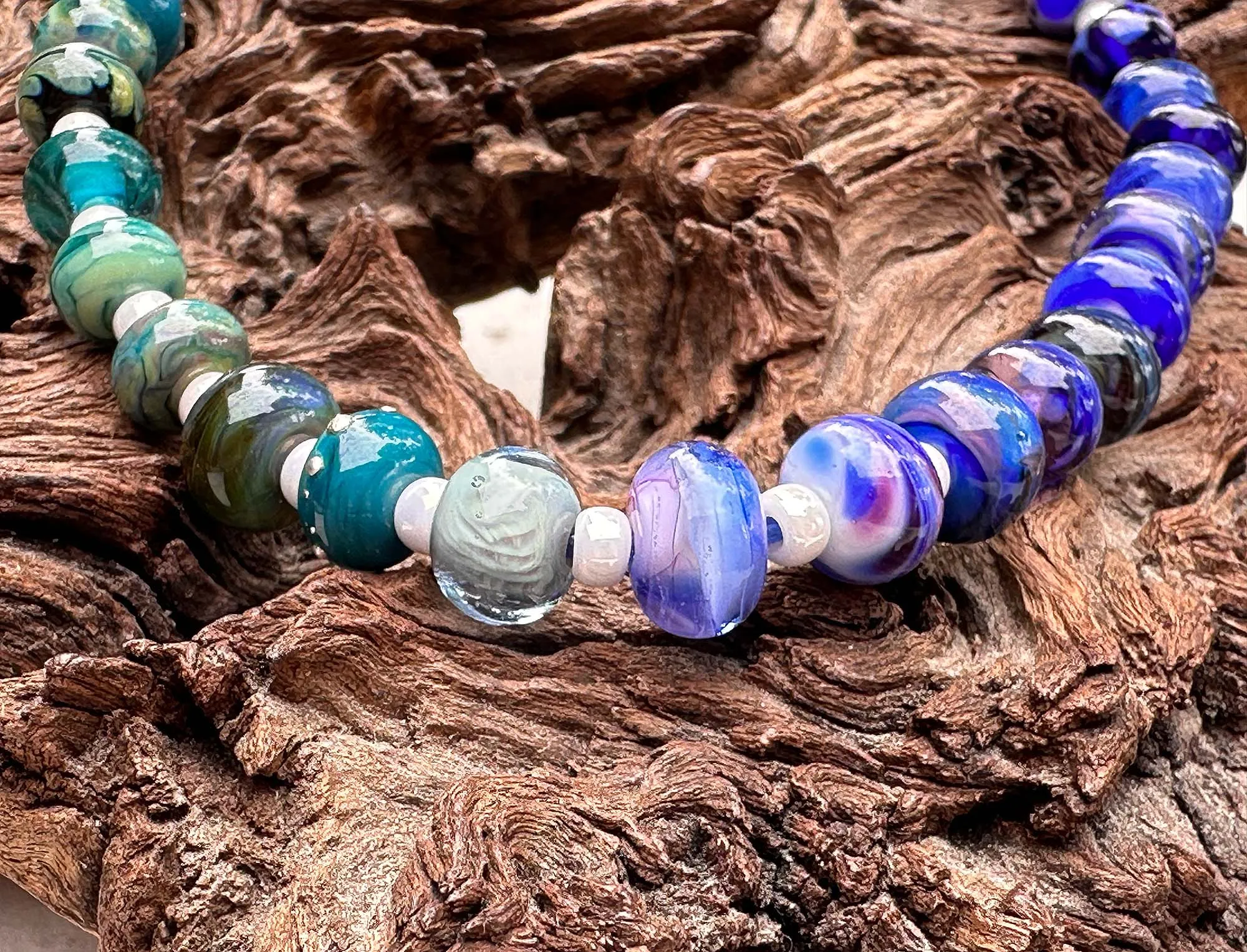 33 Mini Blue Orphan Mix Lampwork Beads Set SRA