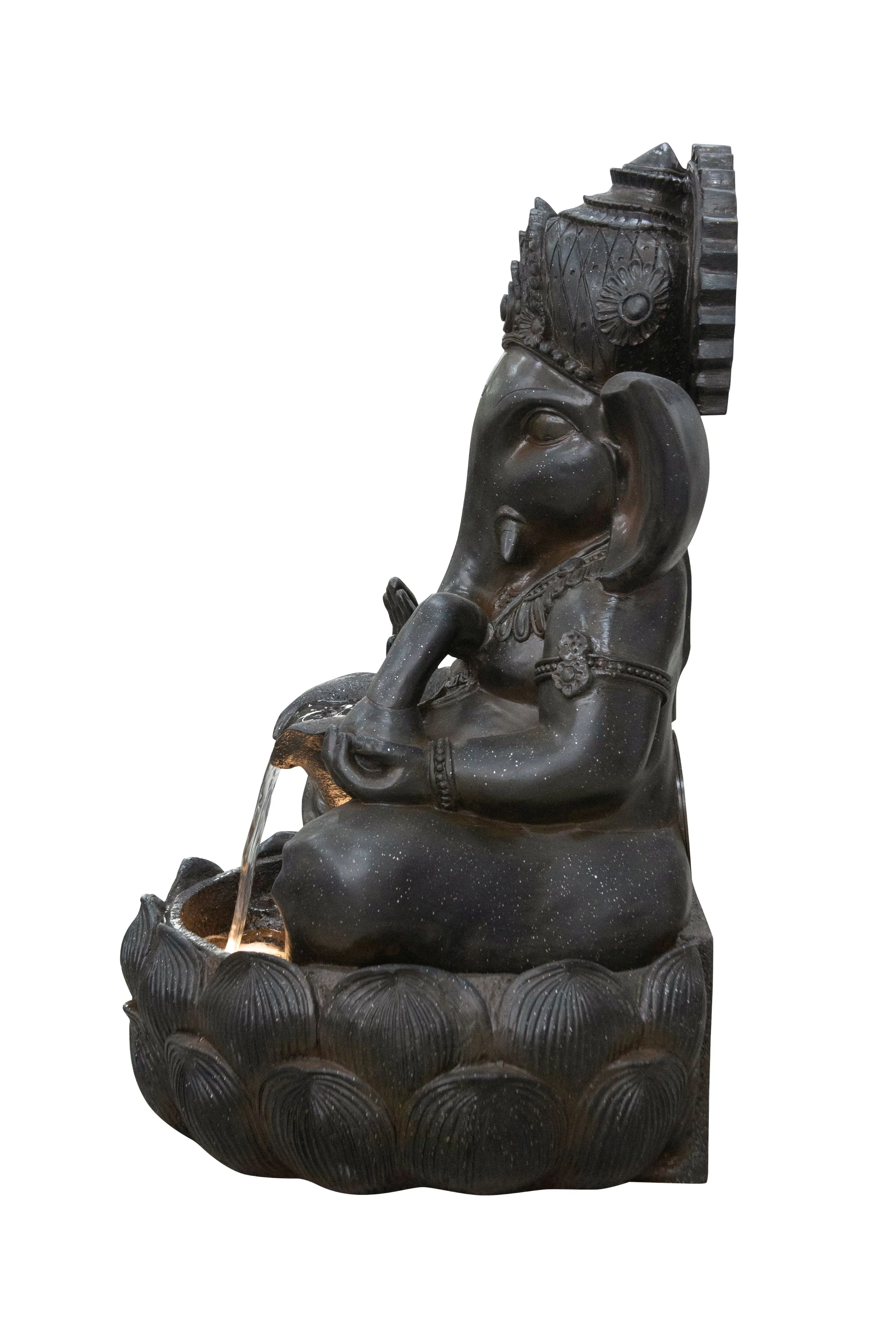 35in Ganesha Sculptural Outdoor Fountain With Ww Leds